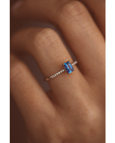 SLAETS Jewellery Mini Ring Blue Sapphire and Diamonds, 18Kt Gold (horloges)